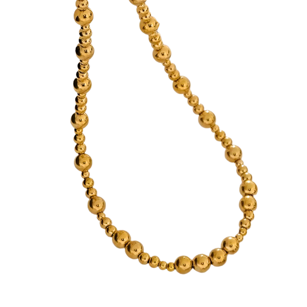 BLUE 18k gold, beaded gold necklace in Malta Adira Label
