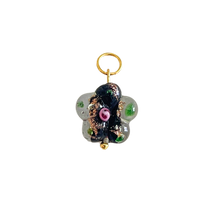 Load image into Gallery viewer, Dark Handmade Glass Flower Charm